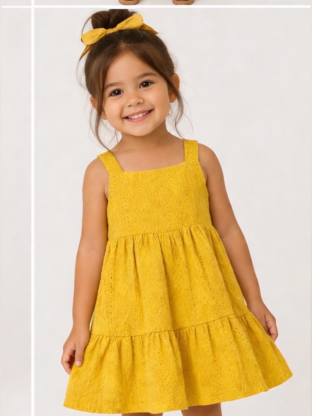 Sunny Yellow Eyelet Dress ☀️ Vestido Amarillo Niña Cute
